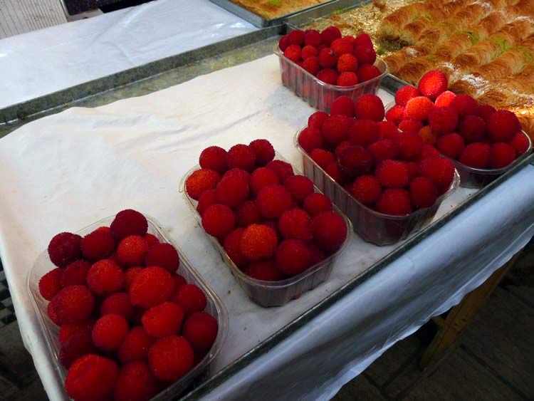 Containers of berries.