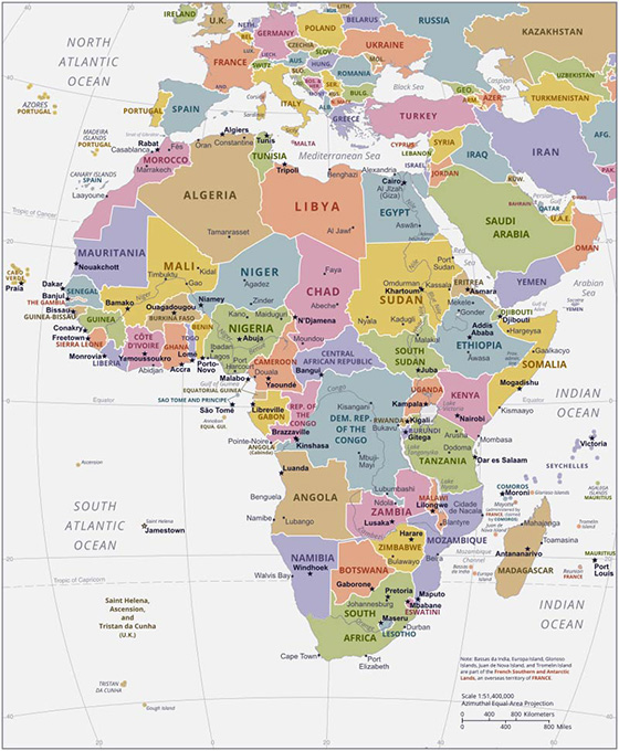 A political map of Africa, 2021