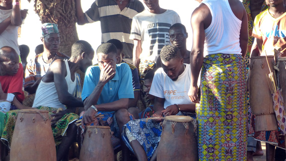 The Drummers preparing for the Voodoo service.