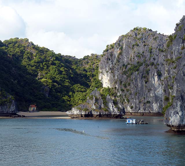 A raft in a bay in Viet Nam