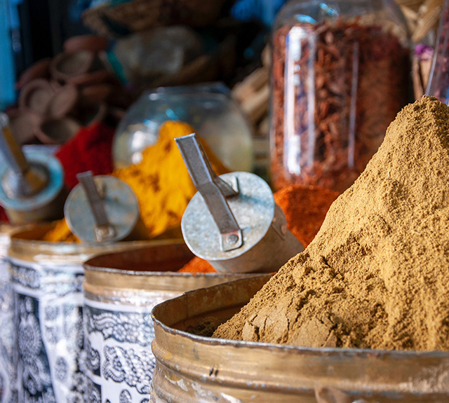 Colorful Spices in a Local Market