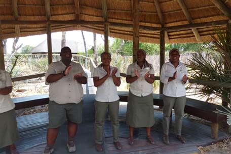 Welcoming guests to Chitabe Safari Camp.