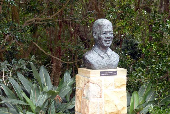 A statue dedicated to Nelson Mandela.