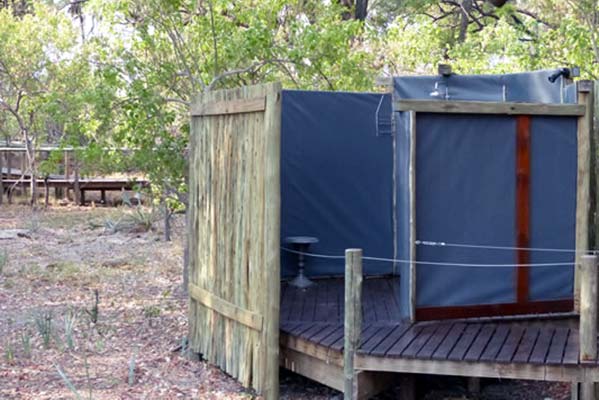 Outdoor shower at Chitabe Lediba Safari Camp. 