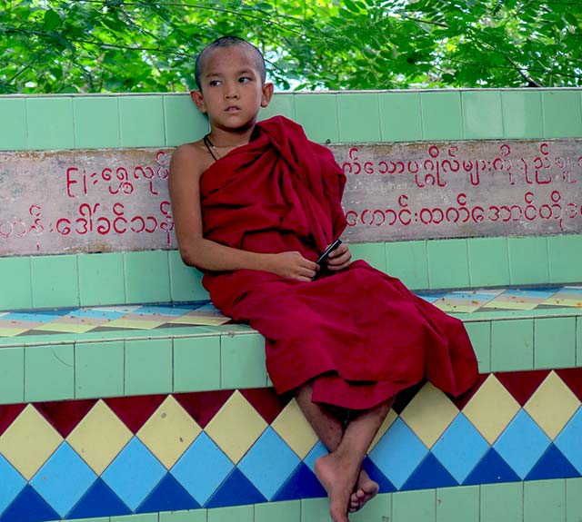 Novice monk in Mandalay
                        Myanmar, (Burma) 2014