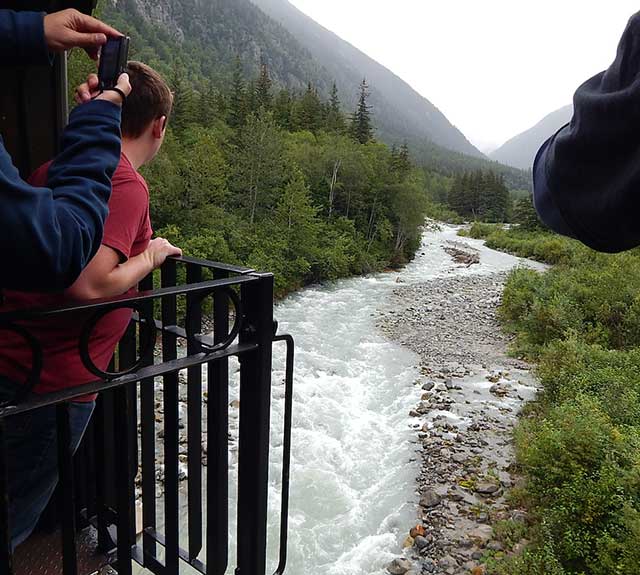 Riding the Klondike Railroad into the Alaska mountains