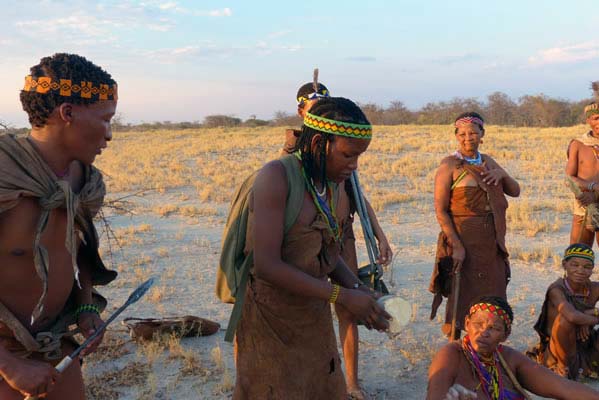 A group of tribal members gathered together.