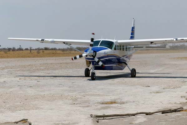 Small plane landing at Jack's Safari Camp