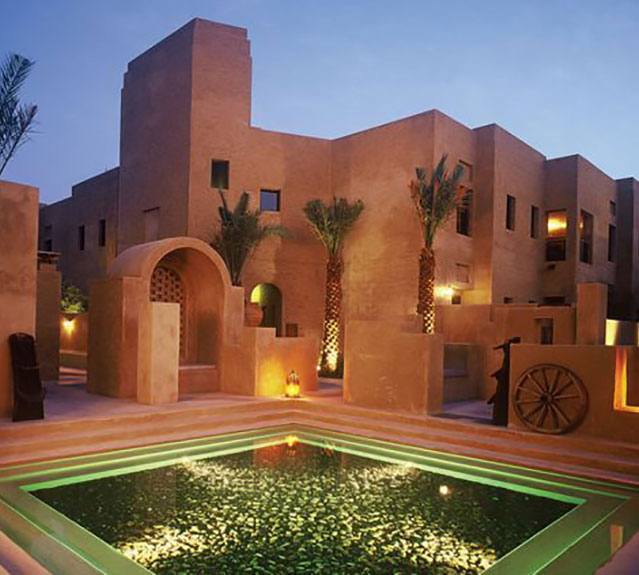 Moroccan bathing pool and hotel