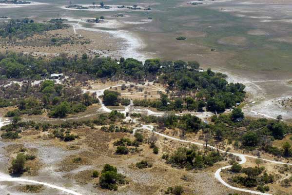 A view by airplane of the safari camp.