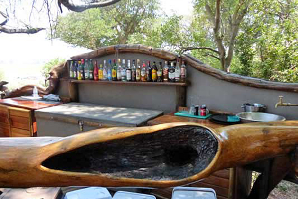 The beautiful outdoor bar at the Safari Camp.