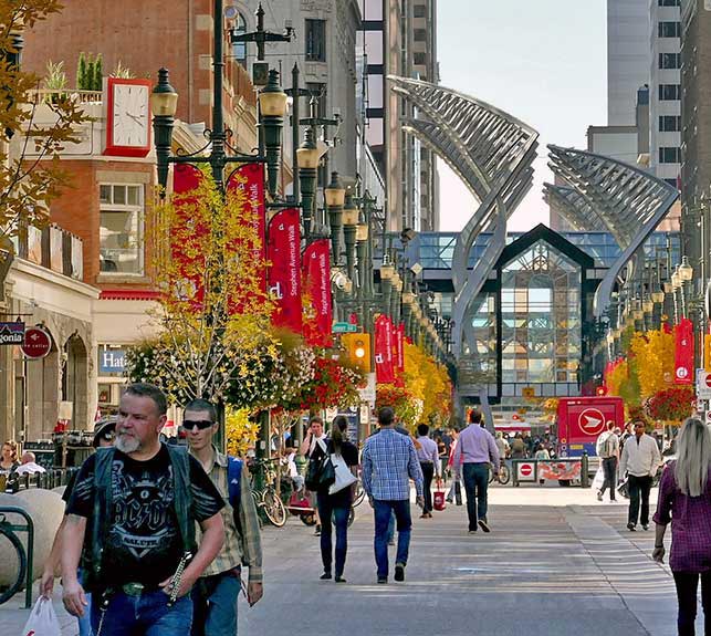 Stephen Avenue is a major pedestrian mall in downtown Calgary, Alberta, Canada.